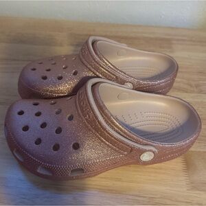 Crocs Pink Sparkle Glamour Slip On Shoes